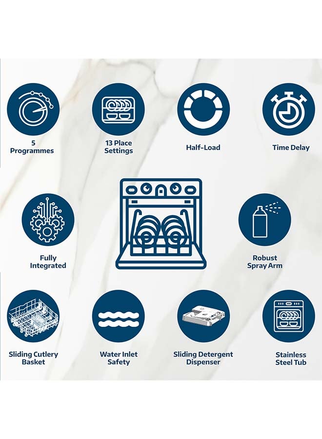 بيكو غسالة صحون مدمجة بالكامل 60 سم بسعة 13 إعداد، 5 برامج، 2 رف، تصنيف طاقة A++، تشغيل هادئ (48 ديسيبل) - Image 5