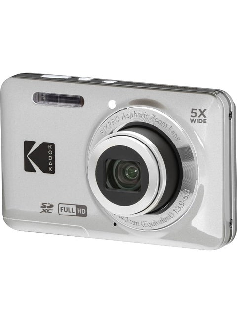 PIXPRO FZ55-GRY 16MP CMOS Sensor Digital Camera 5X Optical Zoom 28mm Wide Angle 1080P Full HD Video 2.7" LCD Vlogging Camera