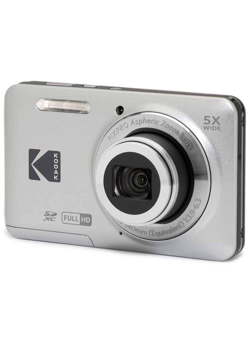 كوداك كاميرا رقمية كوداك بيكس برو FZ55-GRY بدقة 16 ميجابكسل مع مستشعر CMOS وزوم بصري 5x وزاوية واسعة 28 مم وفيديو بدقة 1080P HD كامل وشاشة LCD بحجم 2.7 بوصة للتدوين - Image 1