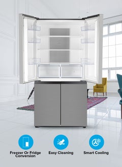 جيباس 600L Gross/ 429L Net Capacity|  No Frost Multi Door Refrigerator Freezer | Freezer or Fridge Conversion| Multi-Airflow with Interior Light and Unbreakable Glass Shelves| Large Space and Inverter Compressor with Smart Cooling| LED Digital Control GRFM6954XHN 180 W GRFM6954XHN Metallic Grey  - Image 5