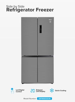 جيباس 600L Gross/ 429L Net Capacity|  No Frost Multi Door Refrigerator Freezer | Freezer or Fridge Conversion| Multi-Airflow with Interior Light and Unbreakable Glass Shelves| Large Space and Inverter Compressor with Smart Cooling| LED Digital Control GRFM6954XHN 180 W GRFM6954XHN Metallic Grey  - Image 1