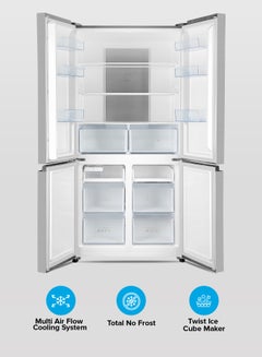 جيباس 600L Gross/ 429L Net Capacity|  No Frost Multi Door Refrigerator Freezer | Freezer or Fridge Conversion| Multi-Airflow with Interior Light and Unbreakable Glass Shelves| Large Space and Inverter Compressor with Smart Cooling| LED Digital Control GRFM6954XHN 180 W GRFM6954XHN Metallic Grey  - Image 2