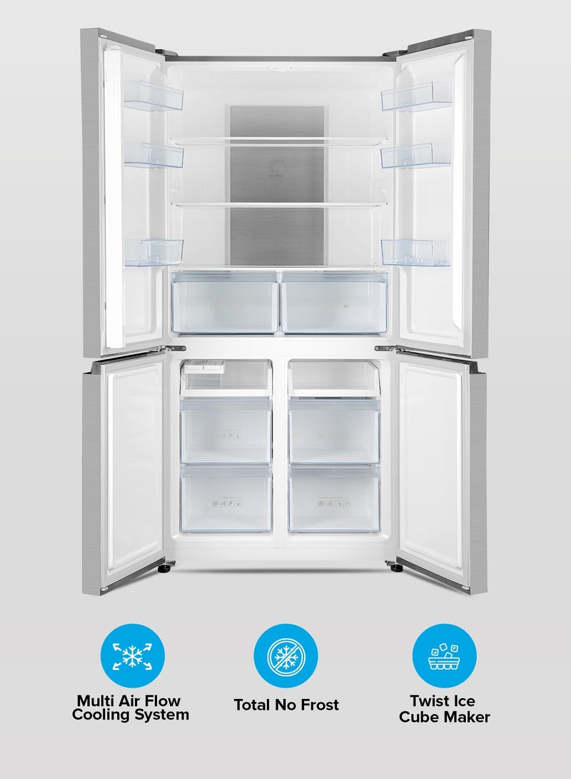 جيباس - 600L Gross/ 429L Net Capacity|  No Frost Multi Door Refrigerator Freezer | Freezer or Fridge Conversion| Multi-Airflow with Interior Light and Unbreakable Glass Shelves| Large Space and Inverter Compressor with Smart Cooling| LED Digital Control GRFM6954XHN 180 W GRFM6954XHN Metallic Grey - Image 1