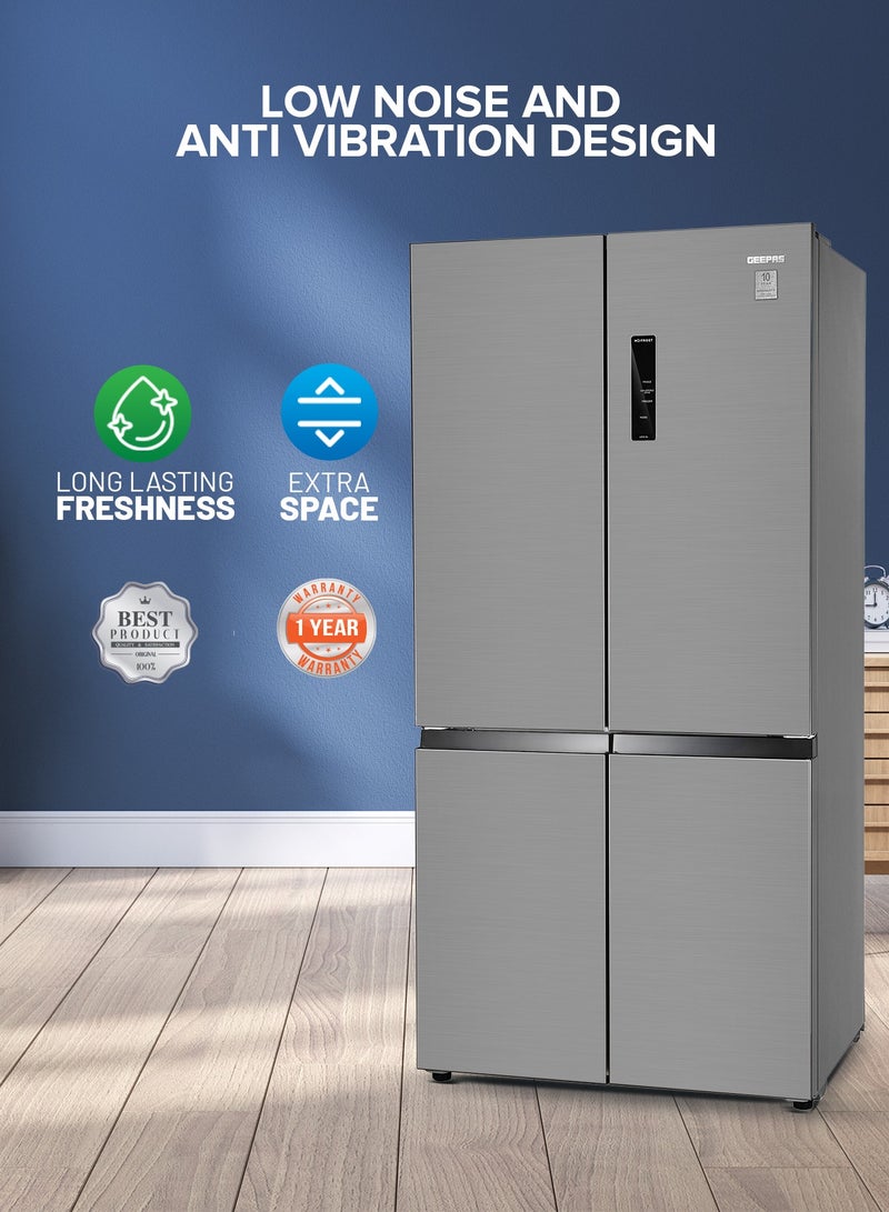 جيباس - 600L Gross/ 429L Net Capacity|  No Frost Multi Door Refrigerator Freezer | Freezer or Fridge Conversion| Multi-Airflow with Interior Light and Unbreakable Glass Shelves| Large Space and Inverter Compressor with Smart Cooling| LED Digital Control GRFM6954XHN 180 W GRFM6954XHN Metallic Grey - Image 1