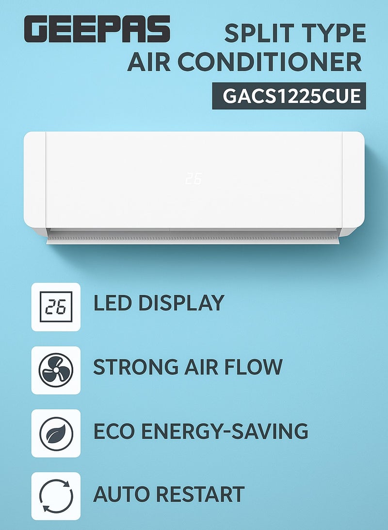 جيباس 1.0 Ton Split Type Air Conditioner 12000 BTU| LED Display, Auto Restart, Strong Airflow, Energy-Saving, Elegant Design| GACS1225CUE 1650 W GACS2425CUE white  - Image 1