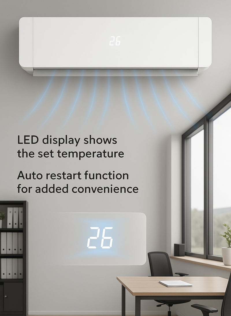جيباس 1.0 Ton Split Type Air Conditioner 12000 BTU| LED Display, Auto Restart, Strong Airflow, Energy-Saving, Elegant Design| GACS1225CUE 1650 W GACS2425CUE white  - Image 3