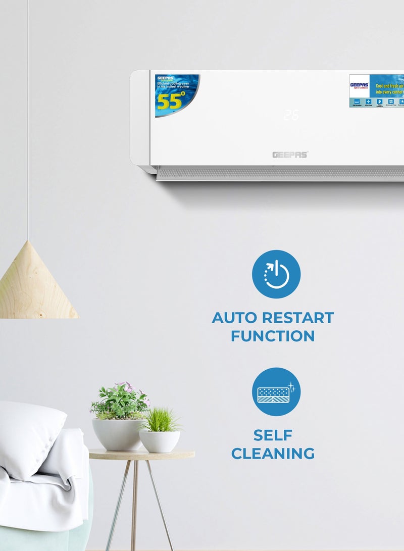جيباس 1.0 Ton Split Type Air Conditioner 12000 BTU| LED Display, Auto Restart, Strong Airflow, Energy-Saving, Elegant Design| GACS1225CUE 1650 W GACS2425CUE white  - Image 5