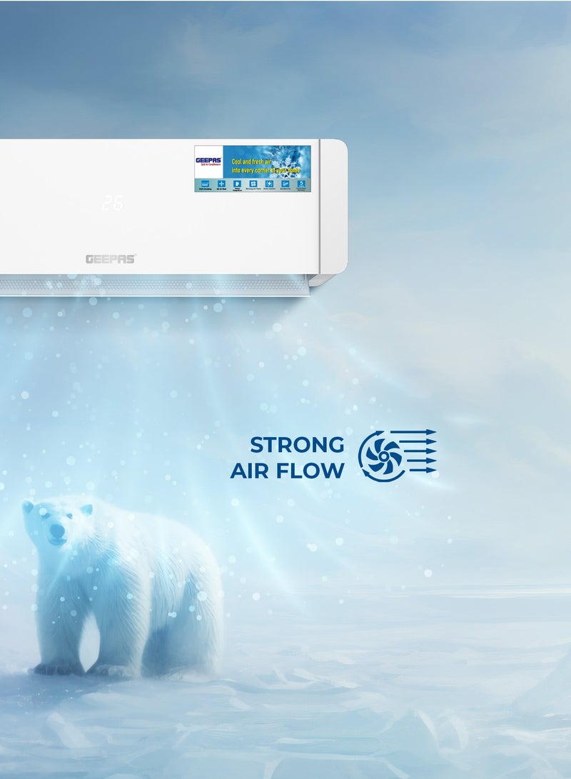 جيباس - 1.0 Ton Split Type Air Conditioner 12000 BTU| LED Display, Auto Restart, Strong Airflow, Energy-Saving, Elegant Design| GACS1225CUE 1650 W GACS2425CUE white - Image 1