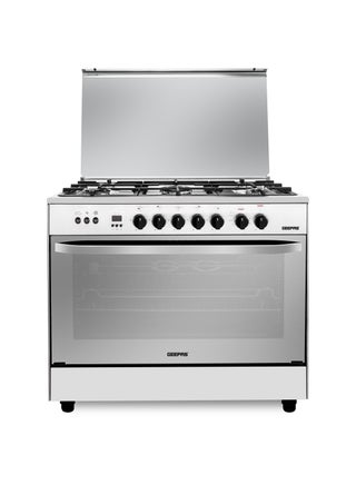 90x60 Free Standing Cooking Range| 5 Gas Burners with Auto Ignition, Grilling Function, Digital Timer, Thermostat | Equipped with Multiple Power Levels, Oven Lamp, Mirror Top Glass| Cook Dishes, Bake, Roast, Grill GCR9060FSTE Silver/Grey - pnsku/N70170883V/45/_/1745492719/594ec698-99d3-42ba-9371-6dd4ed23b60e