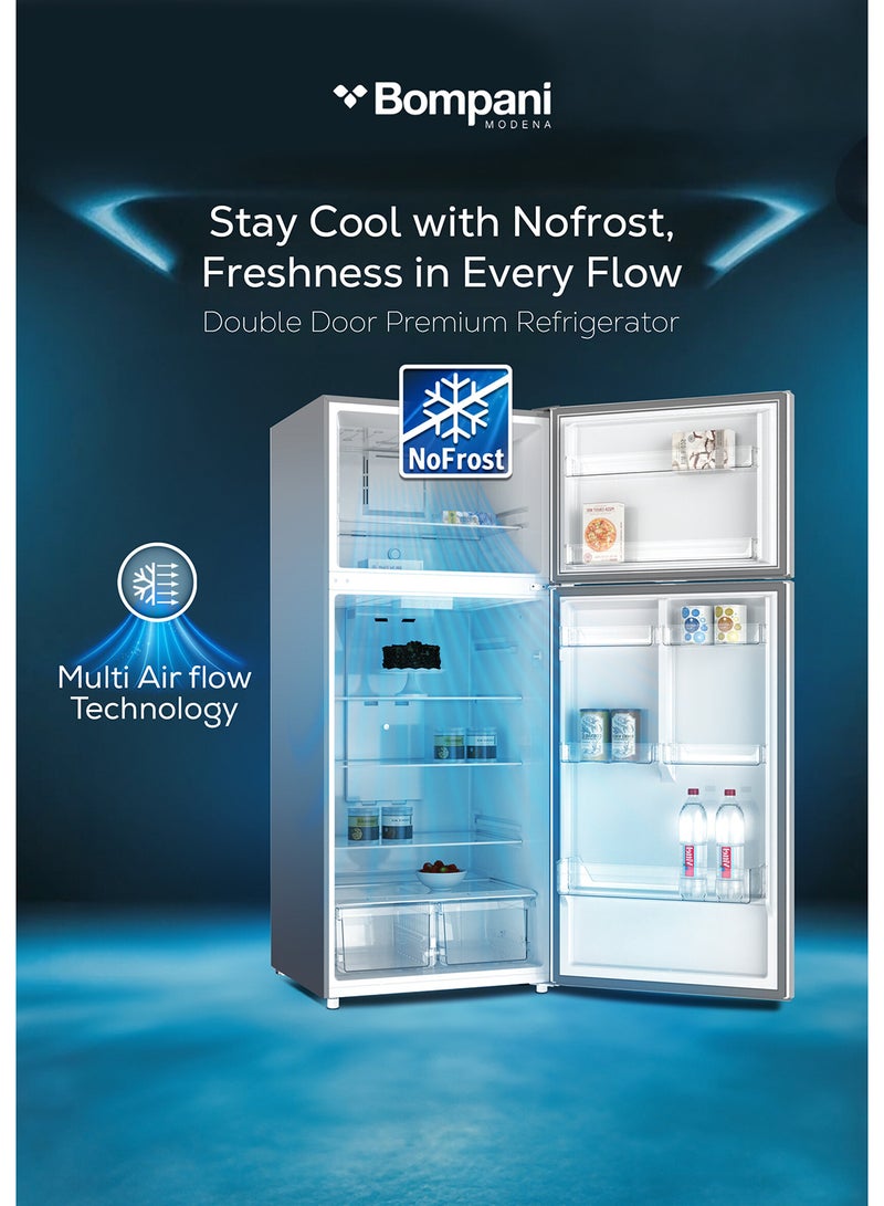 بومباني Bompani Double Door No Frost Refrigerator 725L Gross Capacity, Smart Inverter, LED Lighting, R600a Refrigerant, 3 Glass Shelves, Vegetable Crisper, Energy Efficient - BR725SS Silver 576.7 kW BR725SS SILVER - Image 2