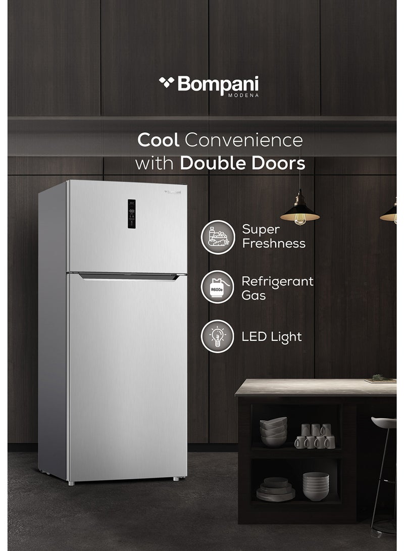 بومباني Bompani Double Door No Frost Refrigerator 725L Gross Capacity, Smart Inverter, LED Lighting, R600a Refrigerant, 3 Glass Shelves, Vegetable Crisper, Energy Efficient - BR725SS Silver 576.7 kW BR725SS SILVER - Image 3