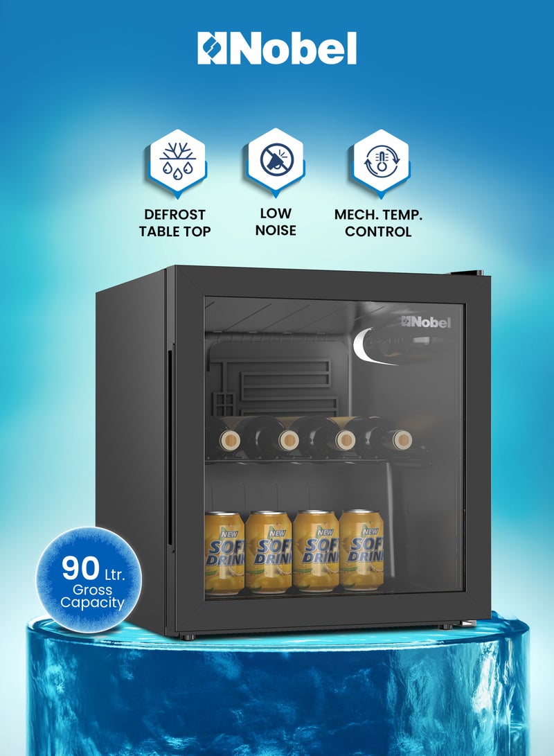نوبل "NOBEL 50L Single Glass Door Freezer – Defrost TableTop, Mechanical Temp Control, R600a Refrigerant, Energy Saving, Low Noise, 220-240V~ for Home & Commercial Use"" - NBC90RH " 50 L 400 kW NBC90RH BLACK  - Image 1