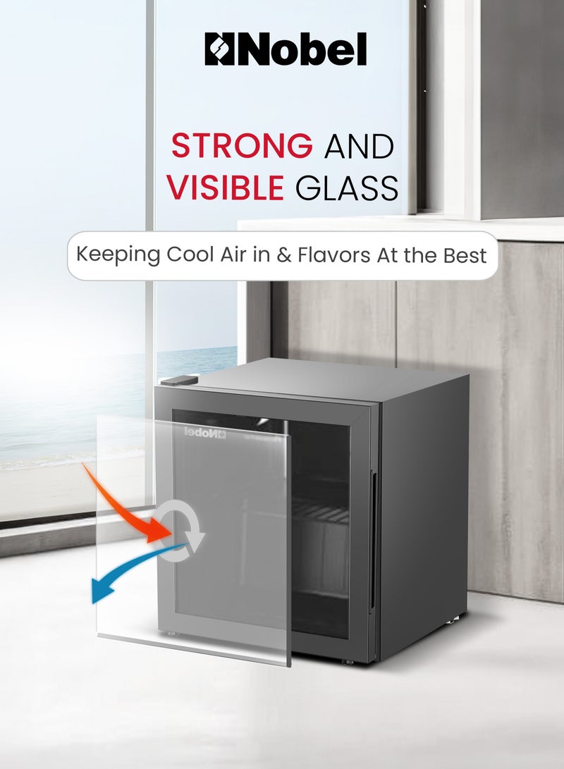 نوبل "NOBEL 50L Single Glass Door Freezer – Defrost TableTop, Mechanical Temp Control, R600a Refrigerant, Energy Saving, Low Noise, 220-240V~ for Home & Commercial Use"" - NBC90RH " 50 L 400 kW NBC90RH BLACK  - Image 3