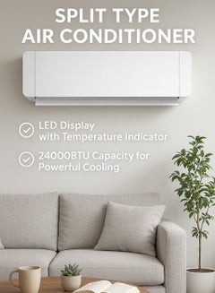 GEEPAS 2.0 Ton Split Type Air Conditioner| 24000 BTU Capacity LED Display| Auto Restart, Energy-Saving, Strong Airflow, Modern Design| GACS2425CUE 3120 W GACS2425CUE white  - Image 3