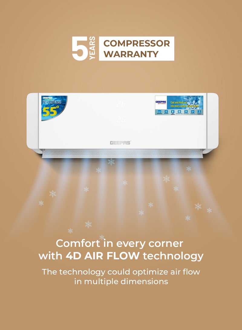 جيباس - 2.0 Ton Split Type Air Conditioner| 24000 BTU Capacity LED Display| Auto Restart, Energy-Saving, Strong Airflow, Modern Design| GACS2425CUE 3120 W GACS2425CUE white - Image 1