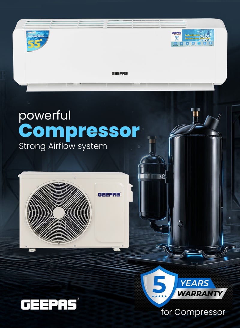 GEEPAS 2.0 Ton Split Type Air Conditioner| 24000 BTU Capacity LED Display| Auto Restart, Energy-Saving, Strong Airflow, Modern Design| GACS2425CUE 3120 W GACS2425CUE white - Image 5