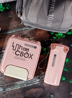 رويال فورد Royalford Lunch Box With Water Bottle - Rf12176, 1000Ml And 500Ml, With Spoon. Durable, Leak-Proof, 100% Food-Grade, Non-Toxic, Odorless. Lightweight, Compact, And Portable Pink/Beige 310grams  - Image 1