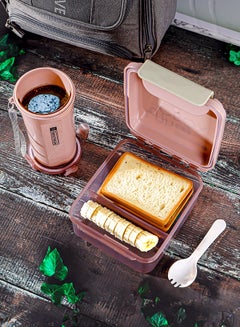 رويال فورد Royalford Lunch Box With Water Bottle - Rf12176, 1000Ml And 500Ml, With Spoon. Durable, Leak-Proof, 100% Food-Grade, Non-Toxic, Odorless. Lightweight, Compact, And Portable Pink/Beige 310grams  - Image 5