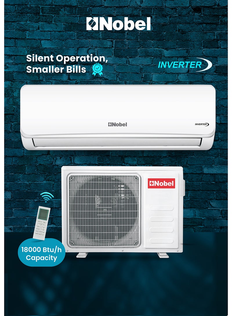 Nobel NOBEL 18,000 BTU Inverter Split AC with Gold Fin Tech, 4-Way Airflow, R410A Refrigerant, Auto Restart & Quick Humidity Extraction - NSAC18VTL 1730 W NSAC18VTL White  - Image 1