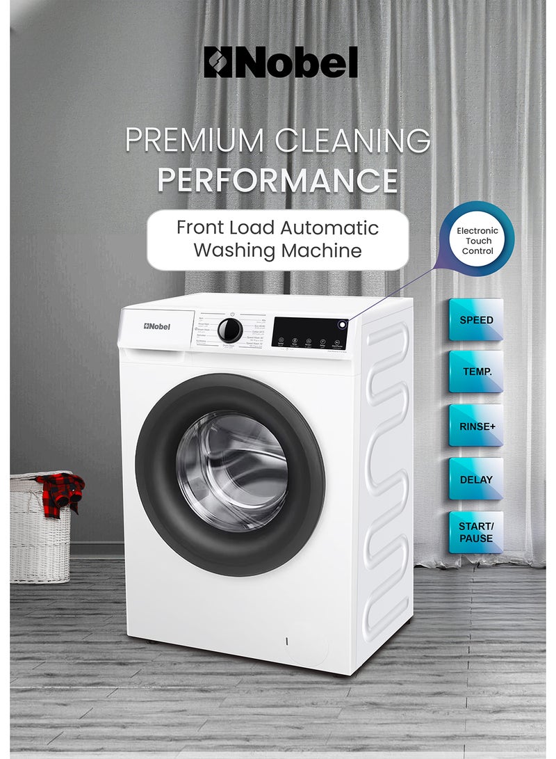 نوبل "NOBEL 6.0Kg Inverter Washing Machine – BLDC Motor, 1200 RPM, 12 Programs, Intelligent Washing, Low Noise, Electronic Touch Control - NWM770 " 6 L NWM770 SILVER  - Image 2