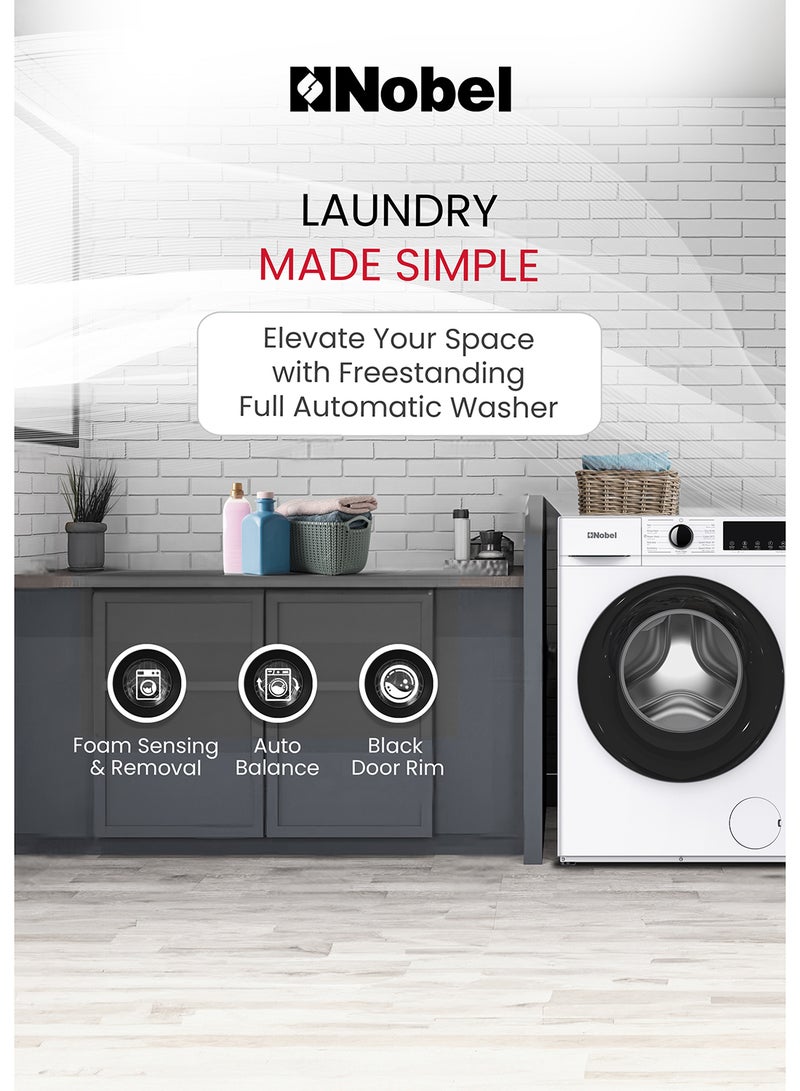 نوبل "NOBEL 6.0Kg Inverter Washing Machine – BLDC Motor, 1200 RPM, 12 Programs, Intelligent Washing, Low Noise, Electronic Touch Control - NWM770 " 6 L NWM770 SILVER  - Image 5