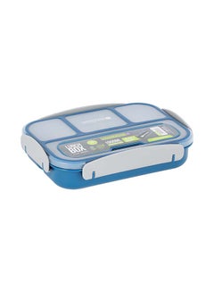 رويال فورد Royalford 1000ml Plastic Rectangular Compartment Lunch Box – RF12595, Plastic body and lid. . Food-grade, leak-proof spacer, 4 side locks, and spill-proof design. Blue/Beige 319grams  - Image 5