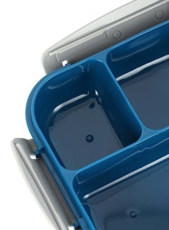 رويال فورد Royalford 1000ml Plastic Rectangular Compartment Lunch Box – RF12595, Plastic body and lid. . Food-grade, leak-proof spacer, 4 side locks, and spill-proof design. Blue/Beige 319grams  - Image 3