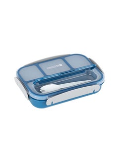 رويال فورد Royalford 1000ml Plastic Rectangular Compartment Lunch Box – RF12595, Plastic body and lid. . Food-grade, leak-proof spacer, 4 side locks, and spill-proof design. Blue/Beige 319grams  - Image 2