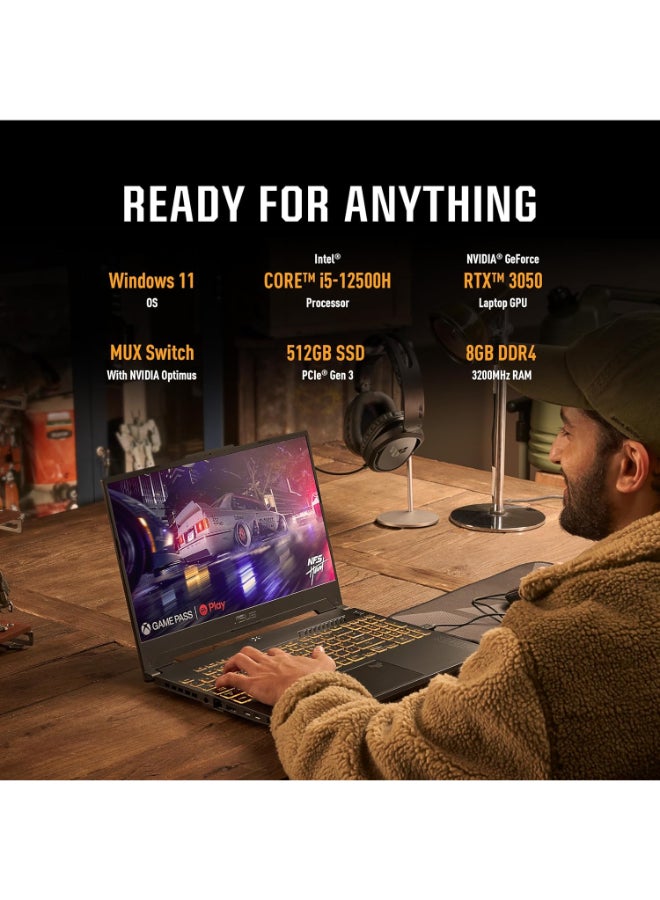 TUF Gaming F15 Laptop With 15.6-Inch Full HD Display, Core i5-12500H Processor/8GB RAM/512GB SSD/4GB NVIDIA GeForce RTX 3050 Graphics/Windows 11 English Mecha Gray