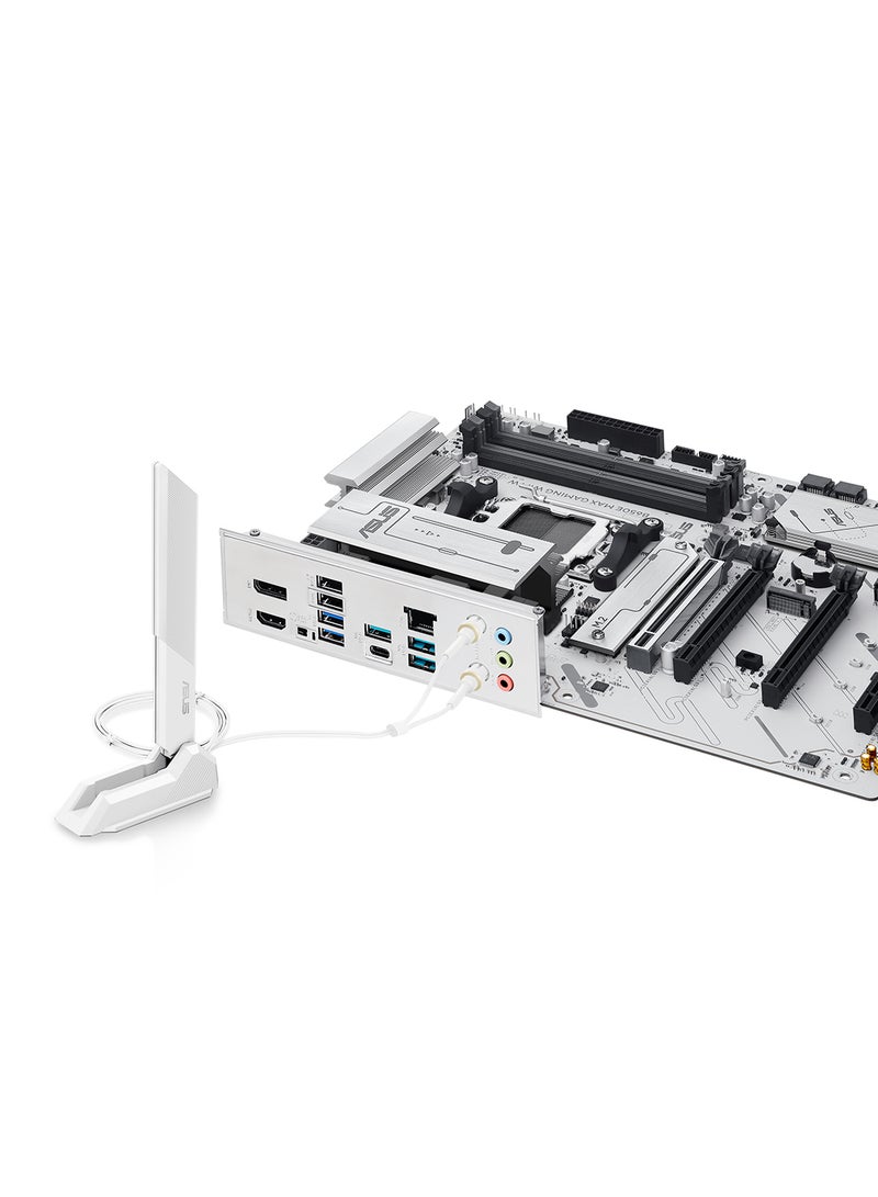ASUS - B650E MAX GAMING WIFI W ATX Motherboard, AMD AM5 Socket for Ryzen 9000/8000/7000, DDR5 up to 256GB 8000+MT/s, PCIe 5.0 x16 & M.2, 3x M.2, 4x SATA, Wi-Fi 6E, Bluetooth 5.3, 2.5Gb Ethernet, HDMI 2.1, DisplayPort 1.4, USB-C, RGB, BIOS FlashBack, Aura Sync | 90MB1M00-M0EAY0 - Image 1