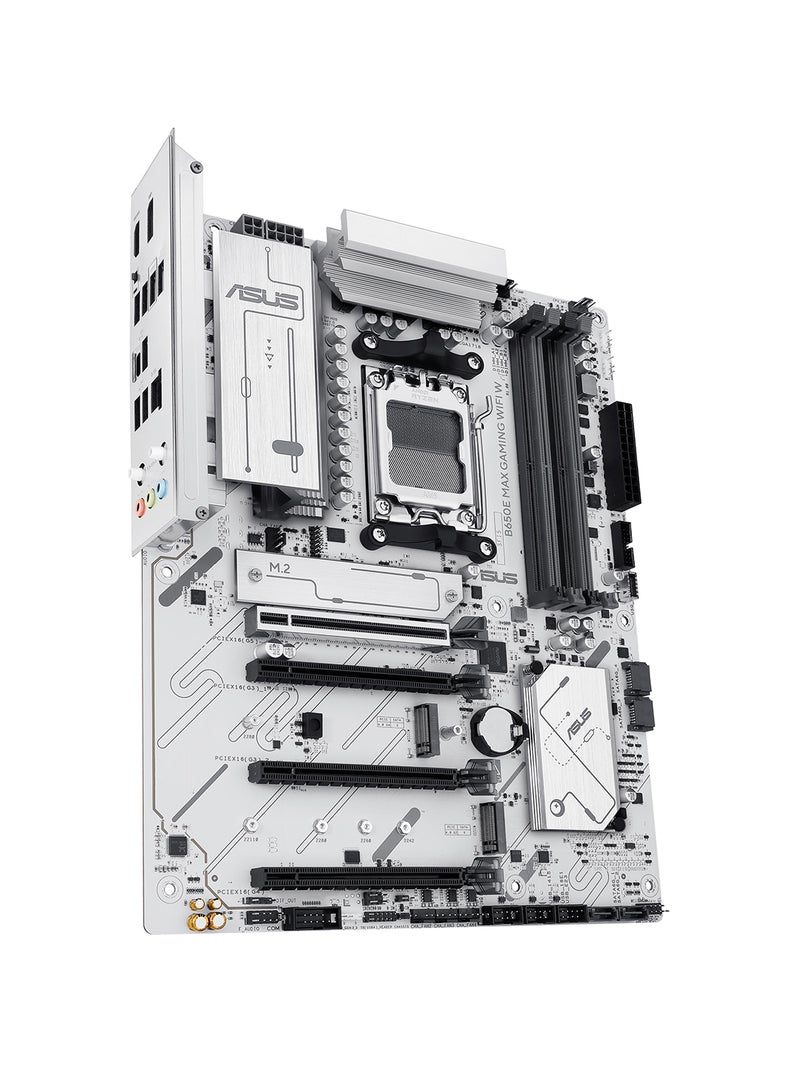 ASUS - B650E MAX GAMING WIFI W ATX Motherboard, AMD AM5 Socket for Ryzen 9000/8000/7000, DDR5 up to 256GB 8000+MT/s, PCIe 5.0 x16 & M.2, 3x M.2, 4x SATA, Wi-Fi 6E, Bluetooth 5.3, 2.5Gb Ethernet, HDMI 2.1, DisplayPort 1.4, USB-C, RGB, BIOS FlashBack, Aura Sync | 90MB1M00-M0EAY0 - Image 1