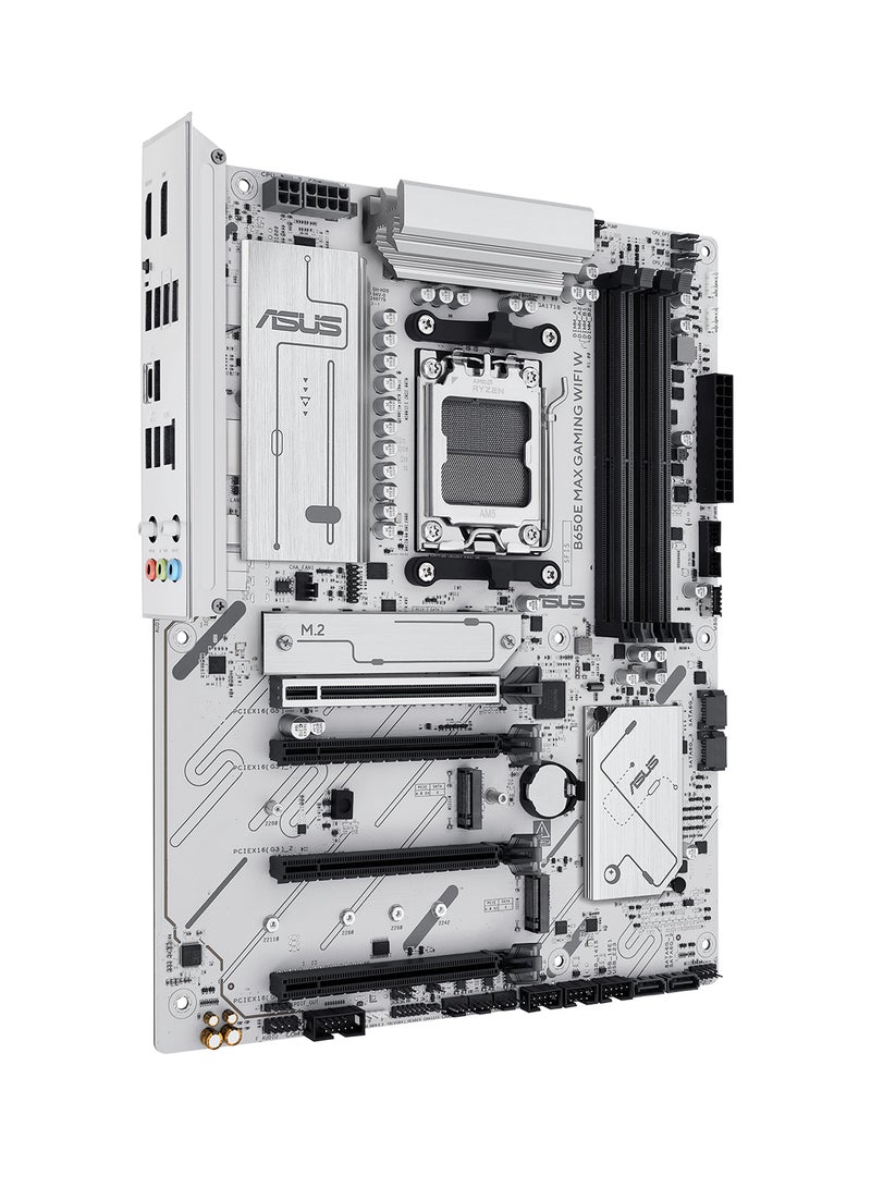 ASUS - B650E MAX GAMING WIFI W ATX Motherboard, AMD AM5 Socket for Ryzen 9000/8000/7000, DDR5 up to 256GB 8000+MT/s, PCIe 5.0 x16 & M.2, 3x M.2, 4x SATA, Wi-Fi 6E, Bluetooth 5.3, 2.5Gb Ethernet, HDMI 2.1, DisplayPort 1.4, USB-C, RGB, BIOS FlashBack, Aura Sync | 90MB1M00-M0EAY0 - Image 1