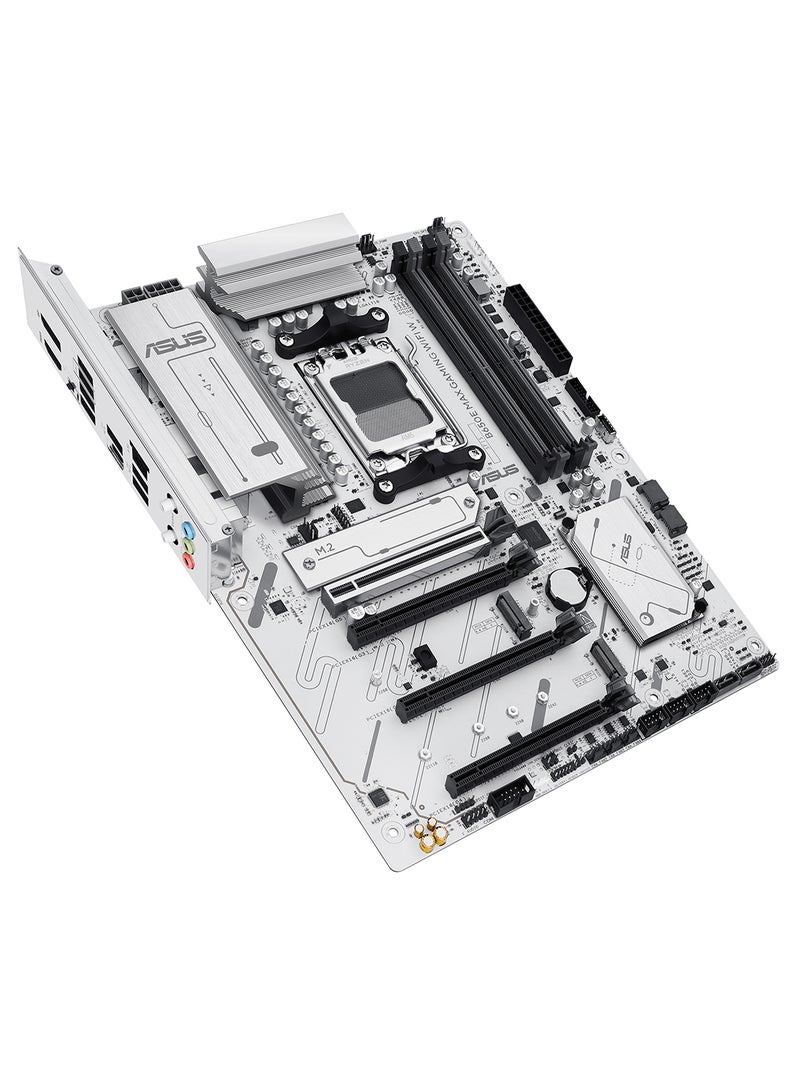 ASUS - B650E MAX GAMING WIFI W ATX Motherboard, AMD AM5 Socket for Ryzen 9000/8000/7000, DDR5 up to 256GB 8000+MT/s, PCIe 5.0 x16 & M.2, 3x M.2, 4x SATA, Wi-Fi 6E, Bluetooth 5.3, 2.5Gb Ethernet, HDMI 2.1, DisplayPort 1.4, USB-C, RGB, BIOS FlashBack, Aura Sync | 90MB1M00-M0EAY0 - Image 1