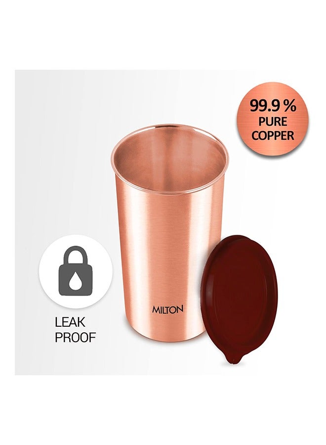 ميلتون كوب نحاسي ميلتون مع غطاء، 480 مل، 100% نحاس نقي، كوب ماء خالي من BPA، مقاوم للتسرب، كوب مكتبي، يعزز المناعة، يدعم صحة الجهاز الهضمي والكبد، مستوحى من الأيورفيدا - Image 2