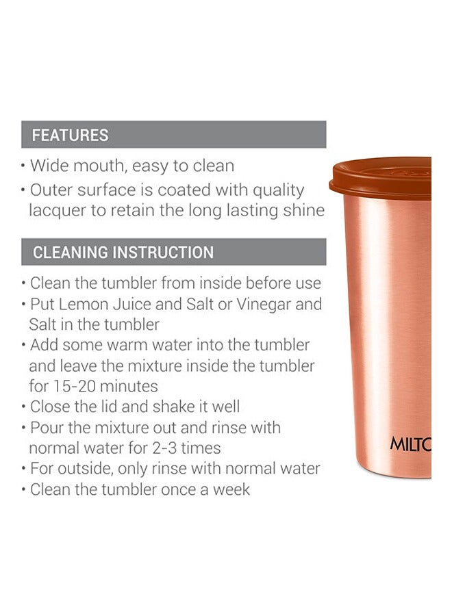 ميلتون كوب نحاسي ميلتون مع غطاء، 480 مل، 100% نحاس نقي، كوب ماء خالي من BPA، مقاوم للتسرب، كوب مكتبي، يعزز المناعة، يدعم صحة الجهاز الهضمي والكبد، مستوحى من الأيورفيدا - Image 4