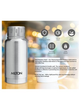 Milton 160ml Stainless Steel Water Bottle – Small Vacuum Insulated Flask Keeps Drinks Hot or Cold for 24 Hours, Leakproof Metal Flask for Travel, Office, Gym & School – Elfin Silver 160ml - view 3