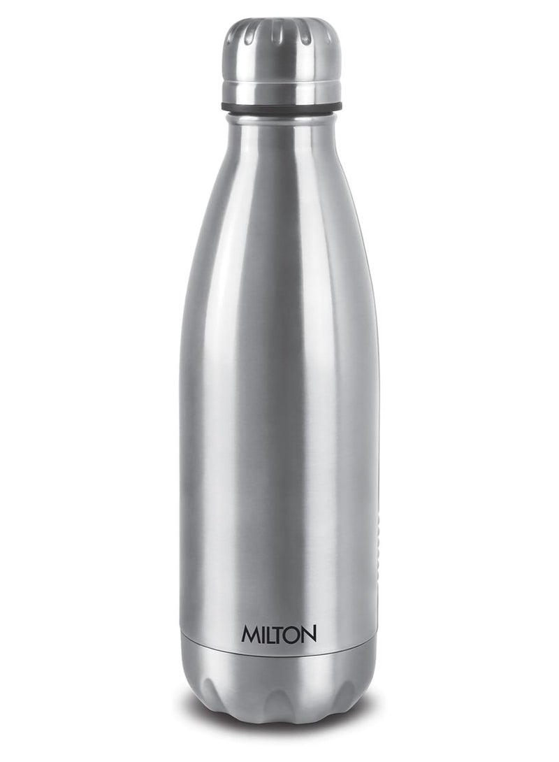 Milton MILTON 500ml Vacuum Insulated Water Bottle, 18/8 Stainless Steel, Keeps Drinks Hot and Cold for 24 Hours, Double-Walled Thermos Flask with Inner Copper Coating for Sports, Gym, Duo Dlx - Silver Silver 500ml  - Image 1