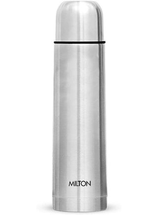 Milton Plain Lid Flask Half Litre (500 ml) Stainless Steel Water Bottle – Double-Walled Vacuum Insulated to Keep Drinks Hot or Cold for 24 Hours, Leak-Proof Lid with Jacket, Ideal for Office– Silver Silver - view 3