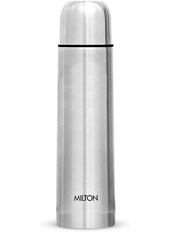 ميلتون قارورة ميلتون 500 مل من الفولاذ المقاوم للصدأ مع غلاف، تحافظ على المشروبات ساخنة وباردة لمدة 24 ساعة، فولاذ مقاوم للصدأ 18/8، زجاجة ماء معزولة مزدوجة الجدران بتقنية الفراغ مع طلاء نحاسي داخلي - غطاء عادي - فضي - Image 3