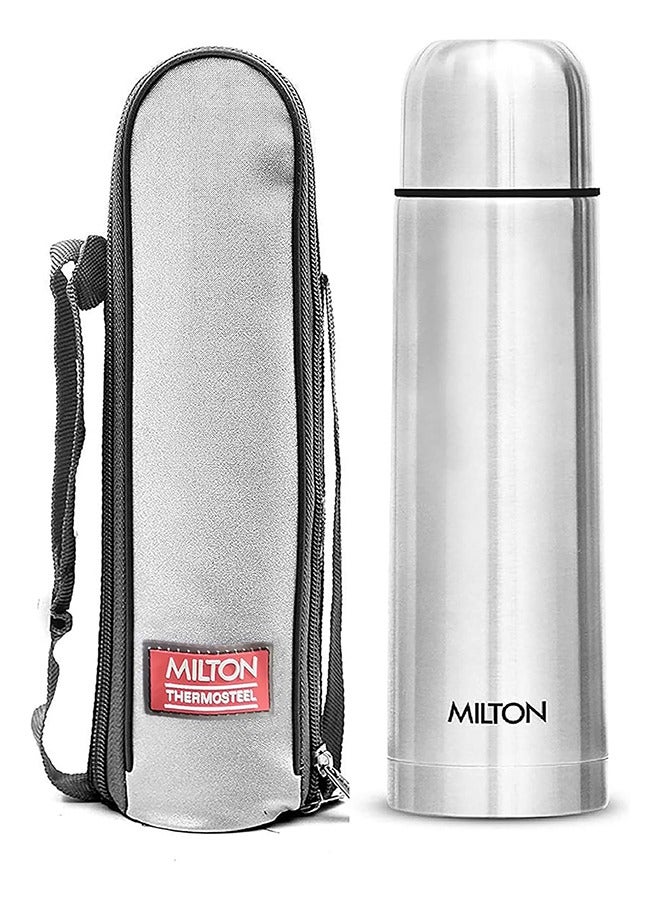 ميلتون قارورة ميلتون 500 مل من الفولاذ المقاوم للصدأ مع غلاف، تحافظ على المشروبات ساخنة وباردة لمدة 24 ساعة، فولاذ مقاوم للصدأ 18/8، زجاجة ماء معزولة مزدوجة الجدران بتقنية الفراغ مع طلاء نحاسي داخلي - غطاء عادي - فضي - Image 4