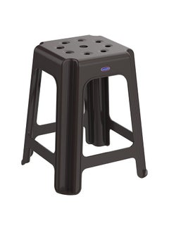 Cosmoplast 100Kg Capacity High Stool Square- 37D x 37W x 46H Dark Brown  - Image 1