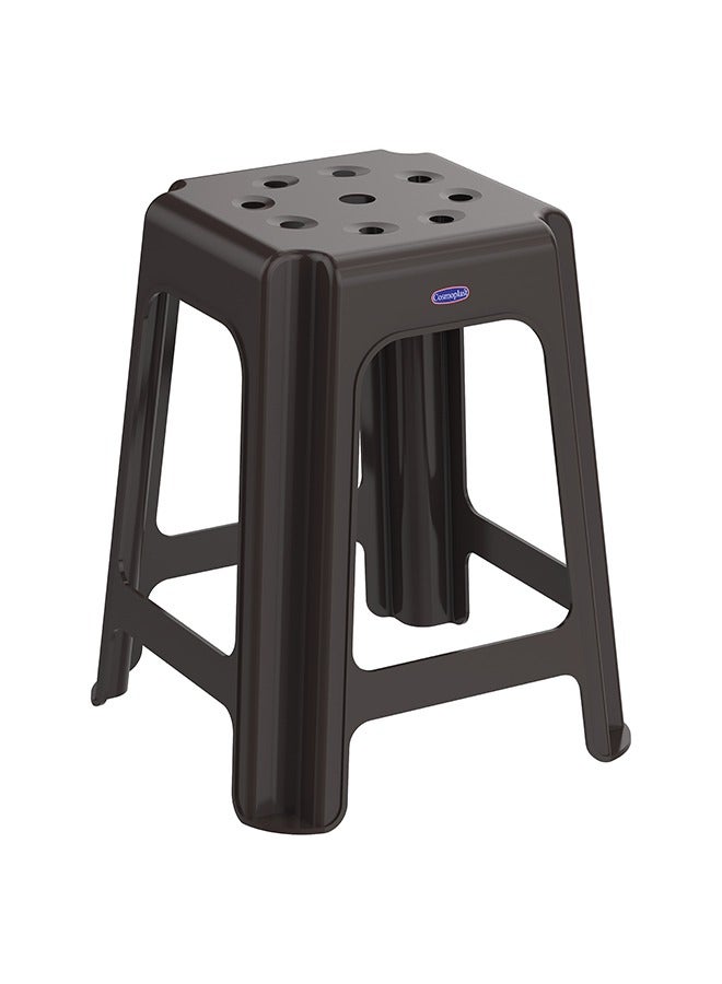 Cosmoplast 100Kg Capacity High Stool Square- 37D x 37W x 46H Dark Brown  - Image 1