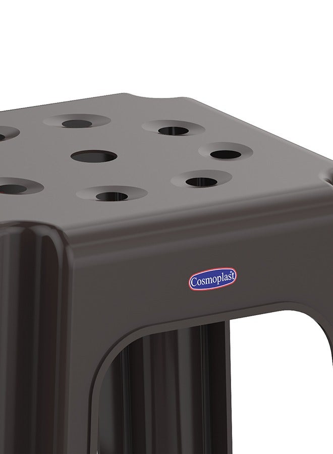 Cosmoplast 100Kg Capacity High Stool Square- 37D x 37W x 46H Dark Brown  - Image 5