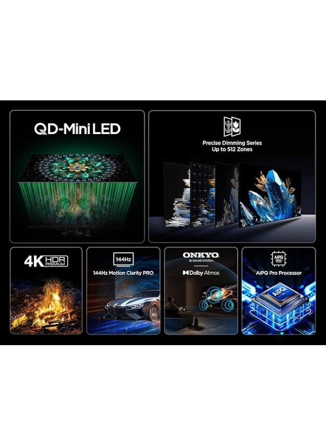 تي سي إل 65 QD-Mini LED TV, 4K HDR Premium, Smart TV Powered by Google TV (Dolby Vision IQ  Sound System, 144Hz Motion Clarity Pro, Game Master, 2025 New Model) 65Q6C Black  - Image 3