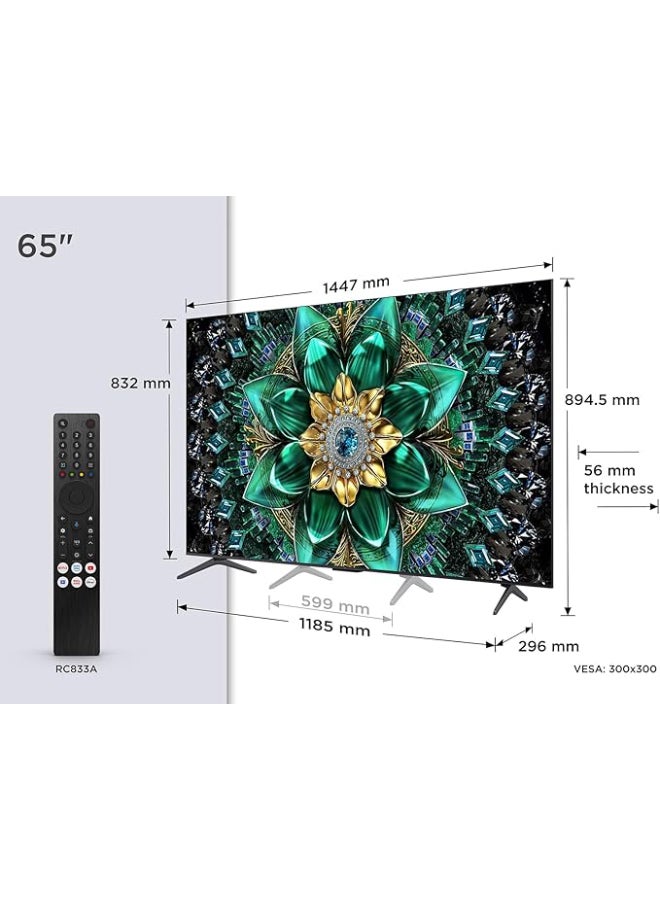 تي سي إل 65 QD-Mini LED TV, 4K HDR Premium, Smart TV Powered by Google TV (Dolby Vision IQ  Sound System, 144Hz Motion Clarity Pro, Game Master, 2025 New Model) 65Q6C Black  - Image 4