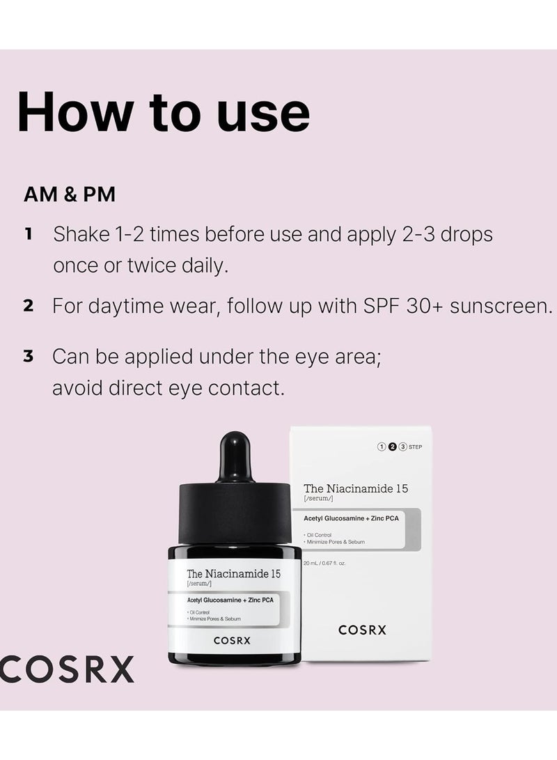 Cosrx Niacinamide 15% Face Serum, Minimizing Pores & Sebums, Blemish Treatments for Discoloration, Dark Spots, Enlarged Pores, Anti-aging, 0.67 fl.oz / 20 ml, Animal Testing-Free o.2cm  - Image 3