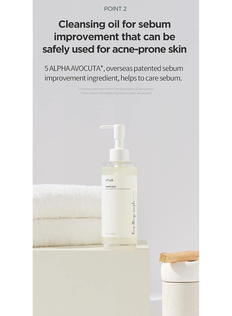 Anua Heartleaf Pore Control Cleansing Oil Korean Facial Cleanser, Daily Makeup Blackheads Removal 200ml 0.2cm - Image 3