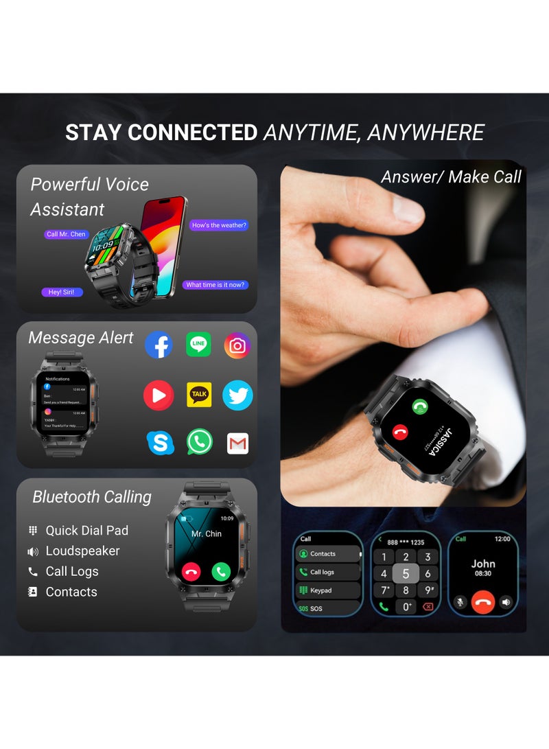 ArmFit - 380 mAh Dome2 Smartwatch For Men, AMOLED Always On Display Bluetooth Calling Waterproof Fitness Watches Compatible With Android iOS Black - Image 1