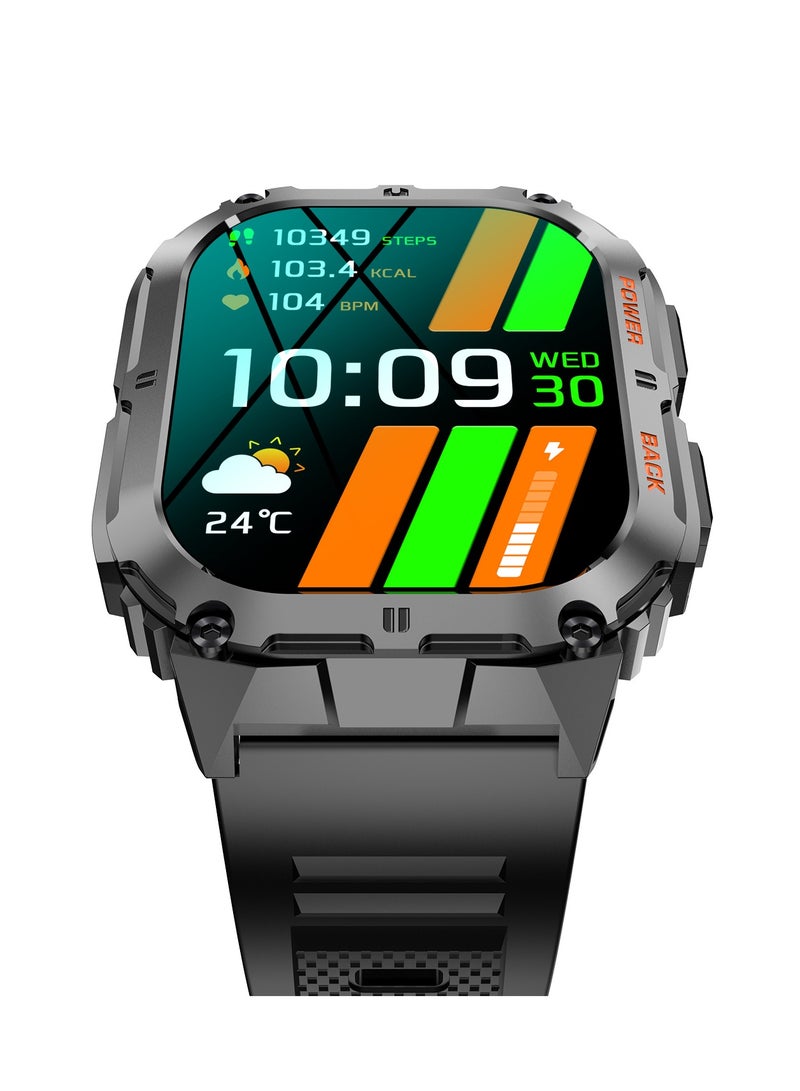 ArmFit - 380 mAh Dome2 Smartwatch For Men, AMOLED Always On Display Bluetooth Calling Waterproof Fitness Watches Compatible With Android iOS Black - Image 1
