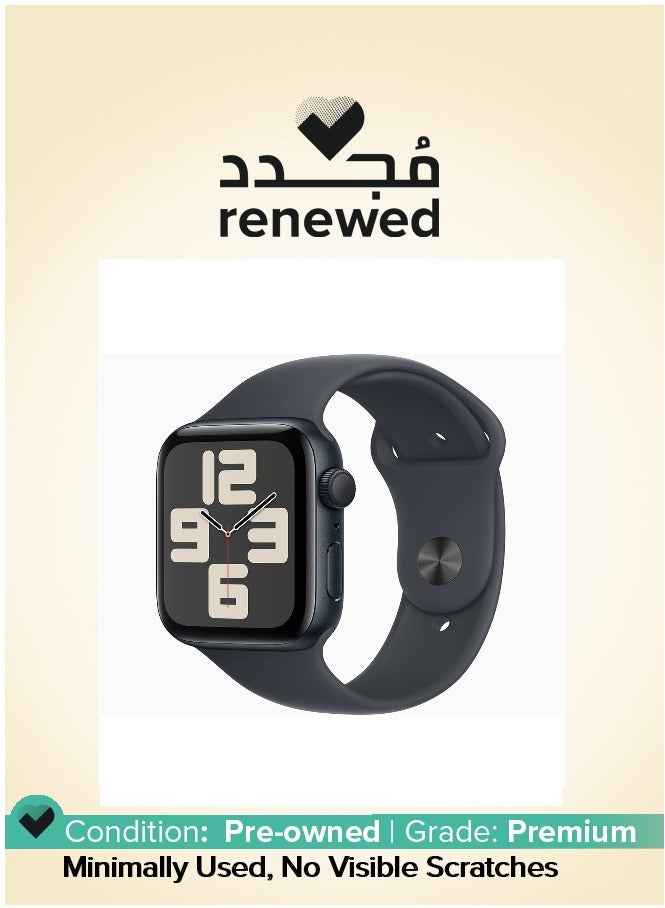 Apple - Renewed-Watch SE (2024) GPS 44mm Midnight Aluminium Case With Midnight Sport Band Midnight Sport Band - Image 1